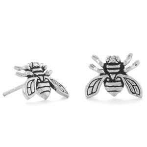 🐝 Be the Buzz! Oxidized Buzzing Bee Stud Earrings